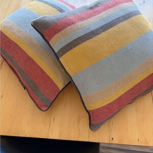 Envogue Multicolor Striped Accent Pillow in Blue, Yellow, Red, Gray